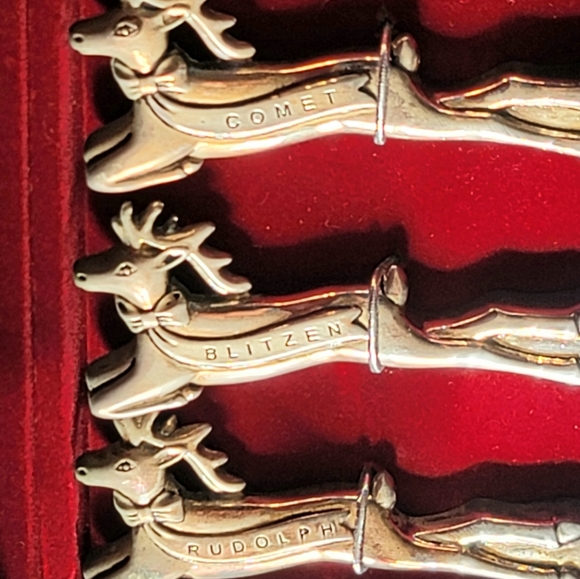 Set of 6 Vintage Nordstorm Reindeer Butter Cheese Spreaders Silver-Plated Knives - Picture 3 of 6